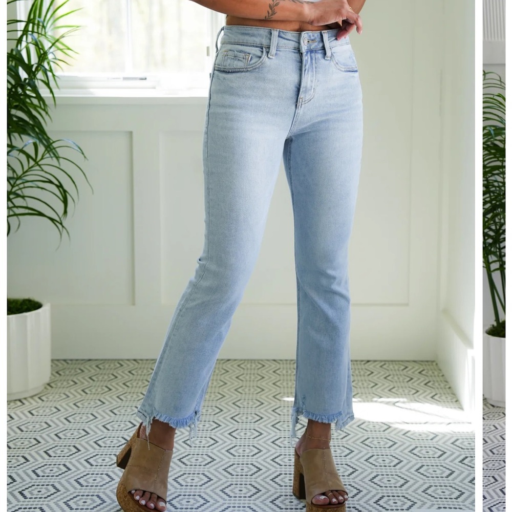 High Rise Cropped Kick Flare Jeans